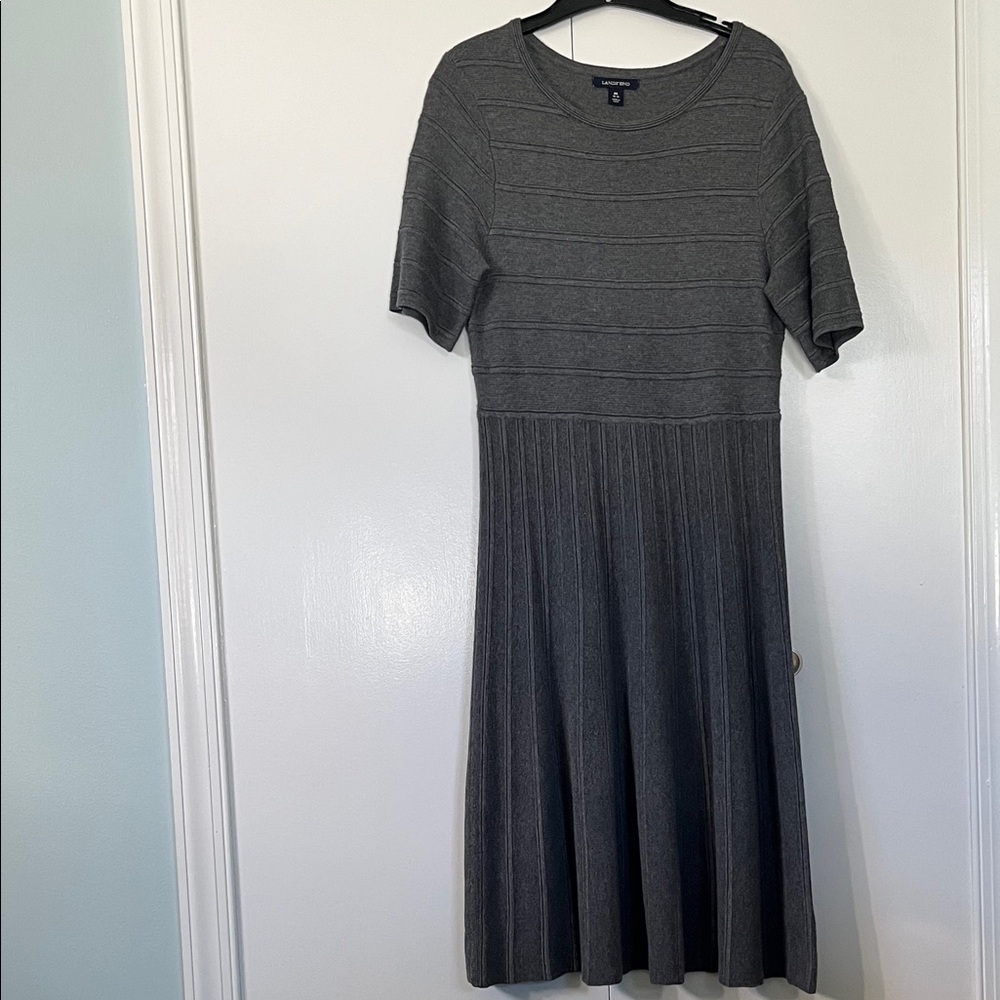 Lands' End Charcoal sweater Knit Midi Dress